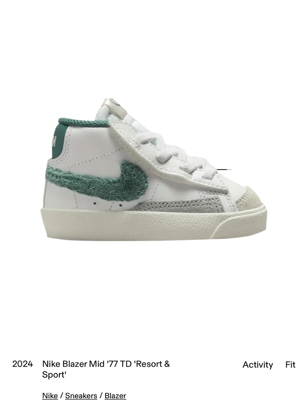 Nike Kids Blazer Mid '77 TD in White and Teal